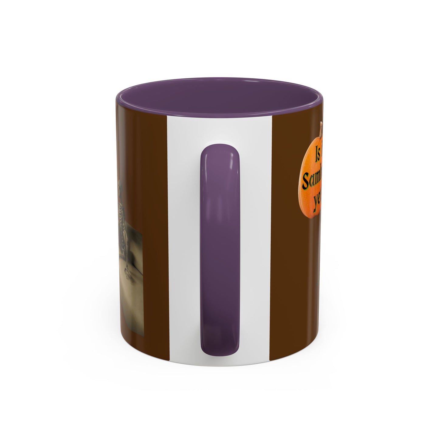 Is it Samhain yet? Skeleton's Pumpkin Brown Accent Mug by CreepyCrafts.boo
