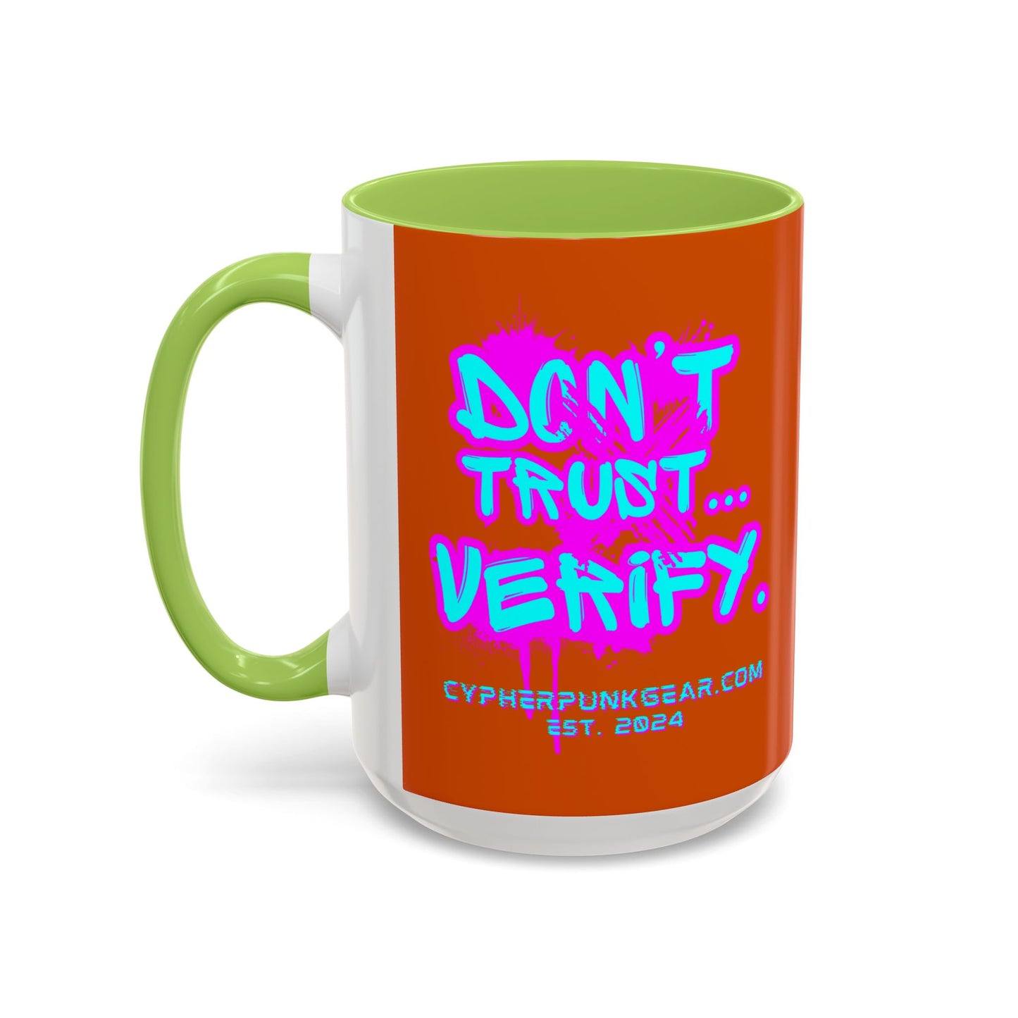 Don't Trust...Verify. Orange Accent Mug by cypherpunkgear.com