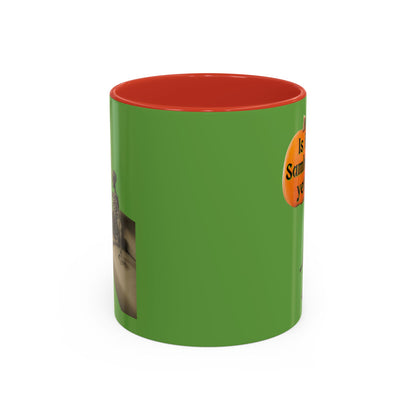 Is it Samhain yet? Skeleton's Pumpkin Green Accent Mug by CreepyCrafts.boo