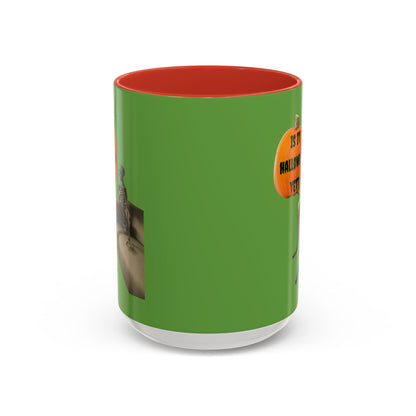 Waiting for Halloween Skeleton Accent Mug by cypherpunkgear