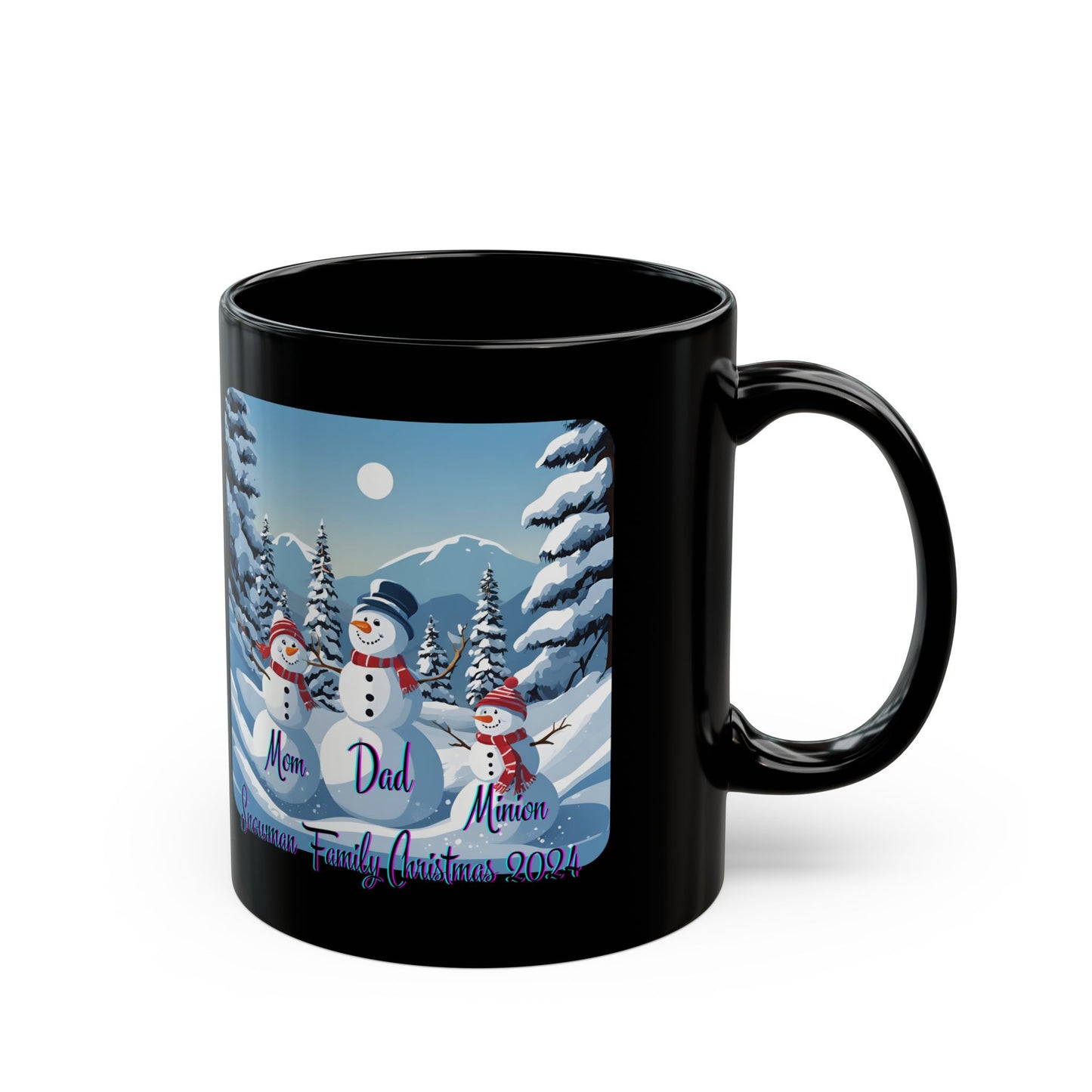 Snowman Family of 3 Black Mug by cypherpunkgear