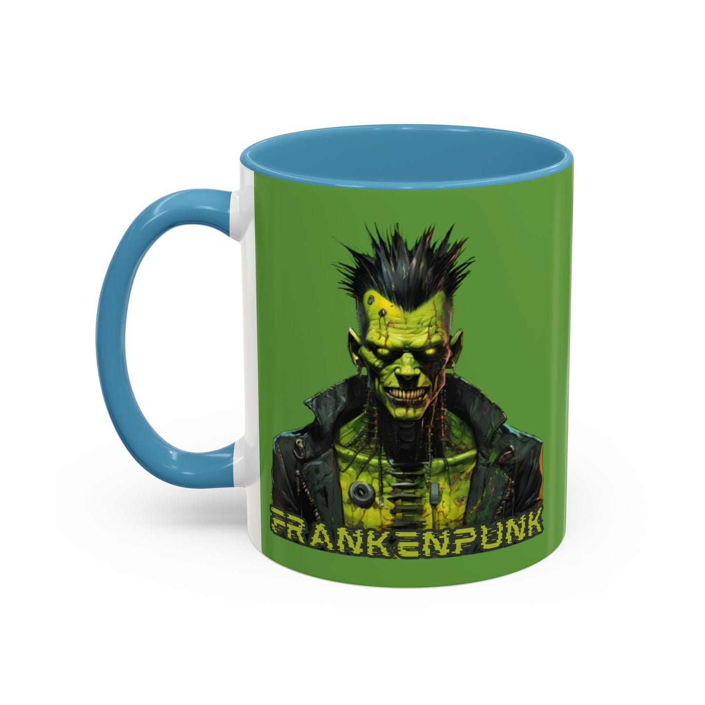 Frankenpunk Green Accent Mug by CreepyCrafts.boo