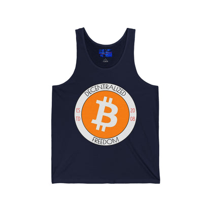Bitcoin Decentralized Freedom Unisex Jersey Tank Top by cypherpunkgear.com