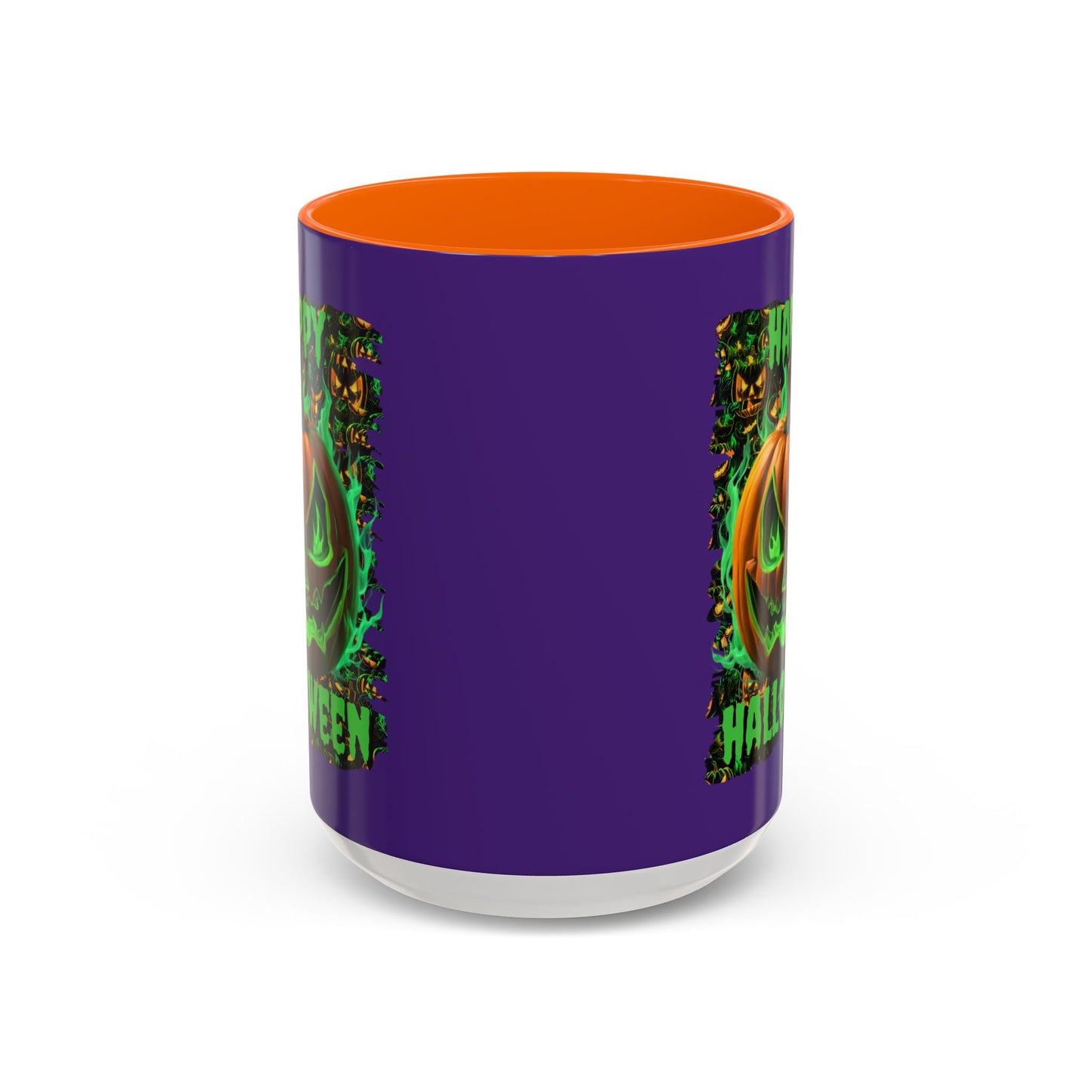 Happy Halloween Green Jack Purple Accent Mug by CreepyCrafts.boo
