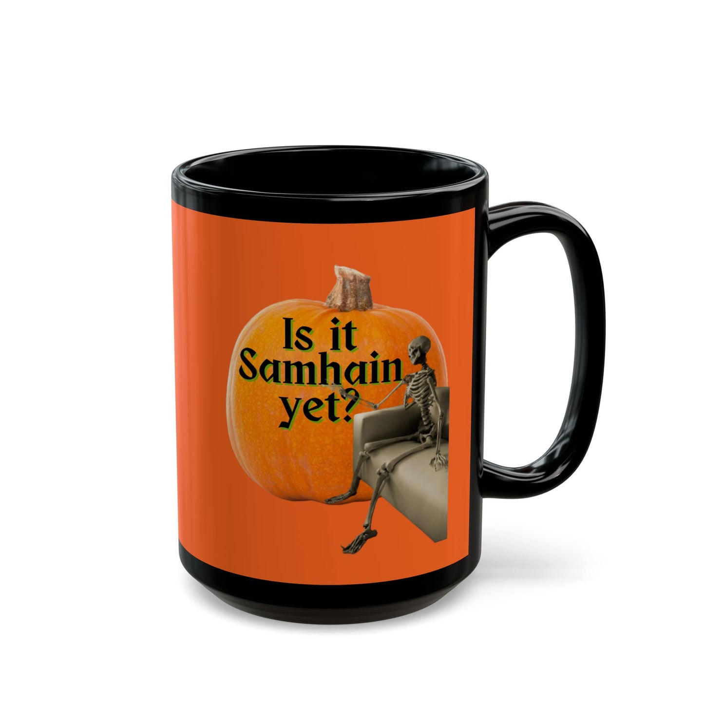 Is It Samhain Yet? Skeleton's Giant Pumpkin Orange Mug by CreepyCrafts.boo