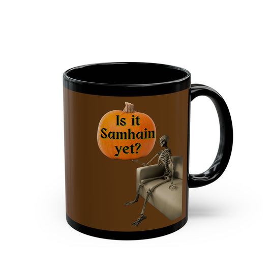 Is it Samhain yet? Skeleton's Pumpkin Brown Mug by CreepyCrafts.boo