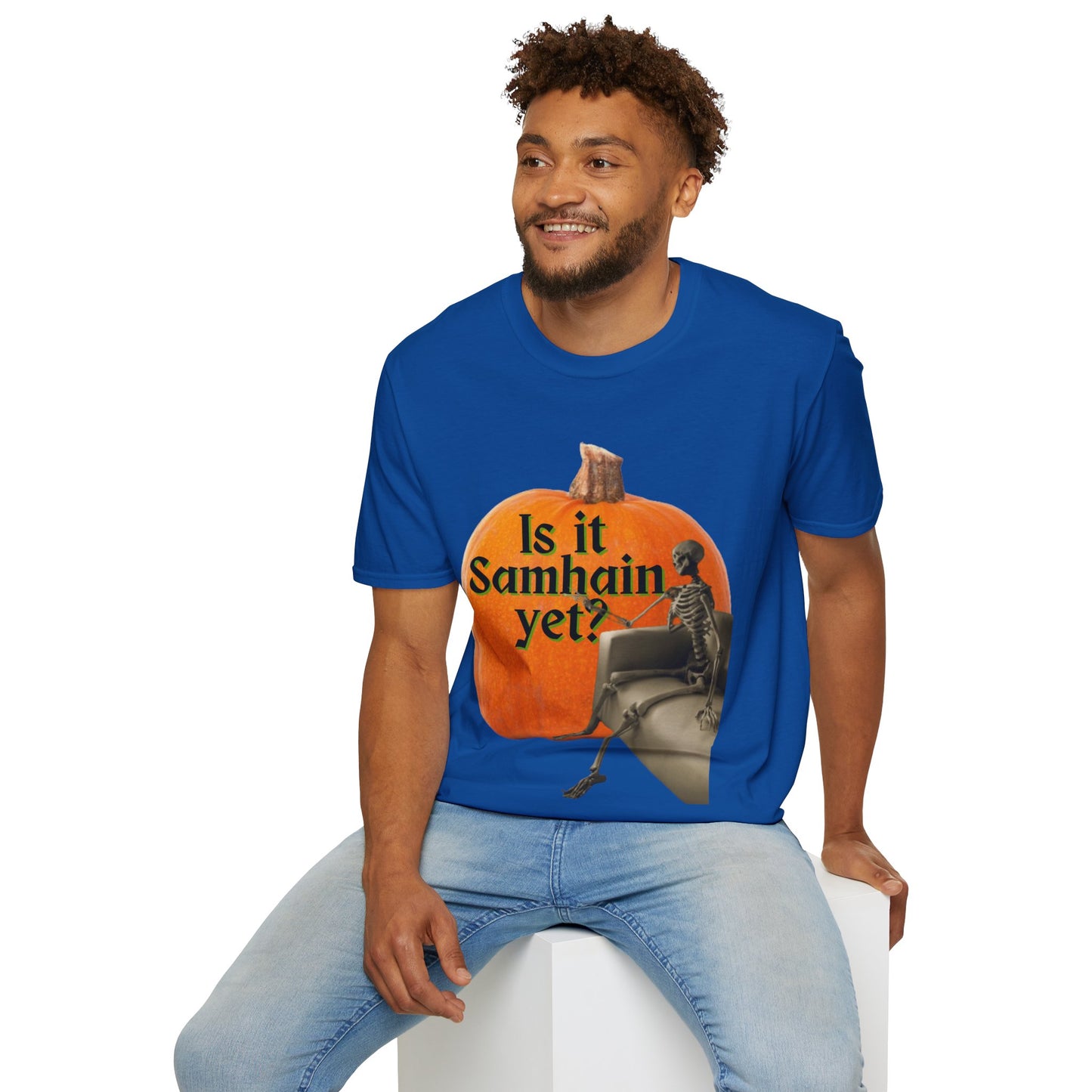 Is It Samhain Yet? Skeleton's Giant Pumpkin Dark colors Unisex T-Shirt by CreepyCrafts.boo