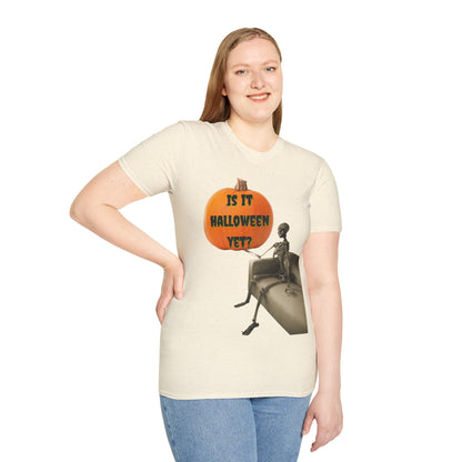 Is it Halloween yet? Skeleton's Pumpkin Light colors Unisex T-Shirt by CreepyCrafts.boo