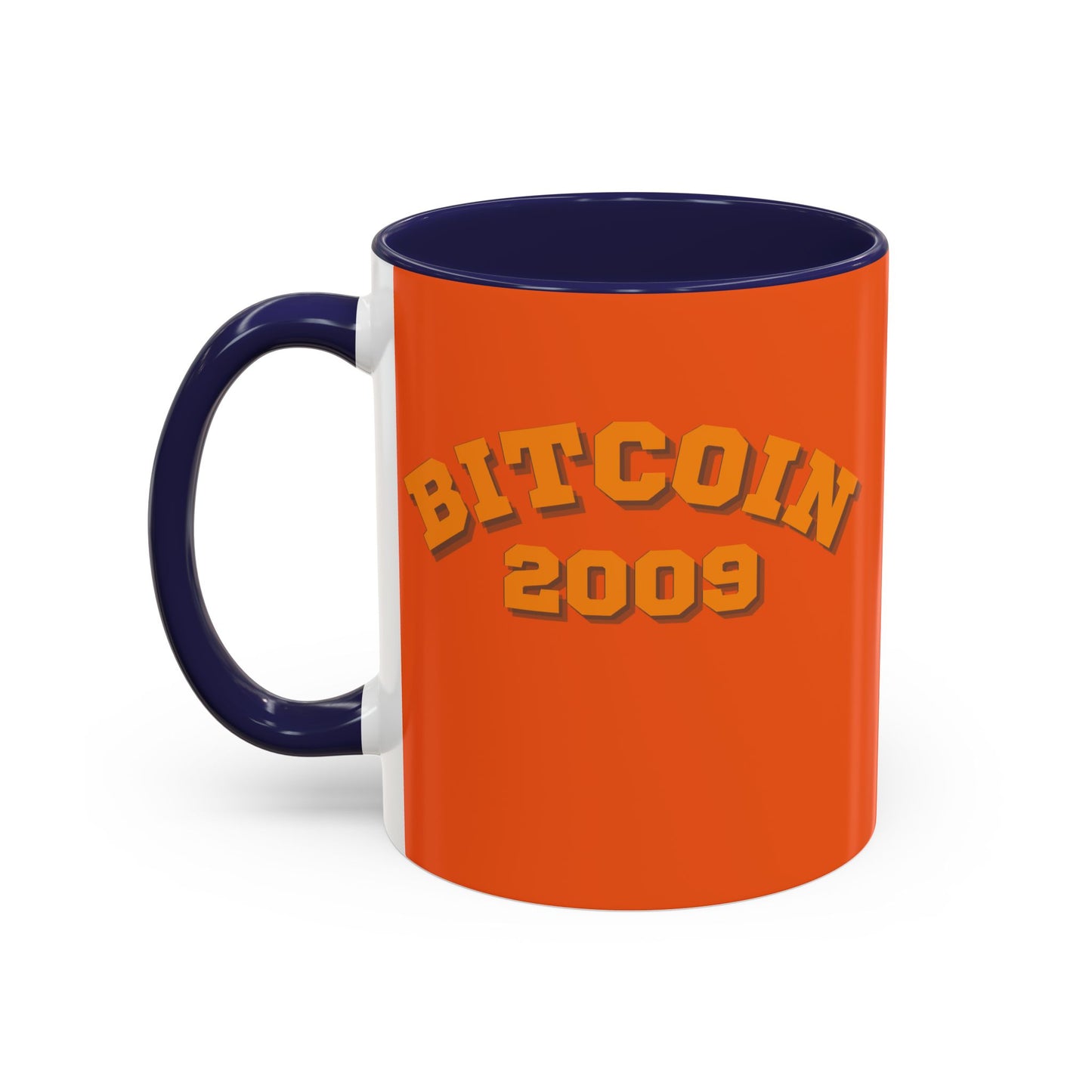 Bitcoin 2009 Orange Accent Mug by cypherpunkgear.com
