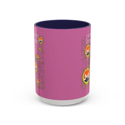 Monero (XMR) don't assume your freedoms are assured Pink Accent Mug by cypherpunkgear.com