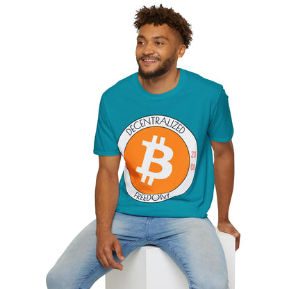 Bitcoin Decentralized Freedom Dark colors Unisex T-Shirt by cypherpunkgear.com