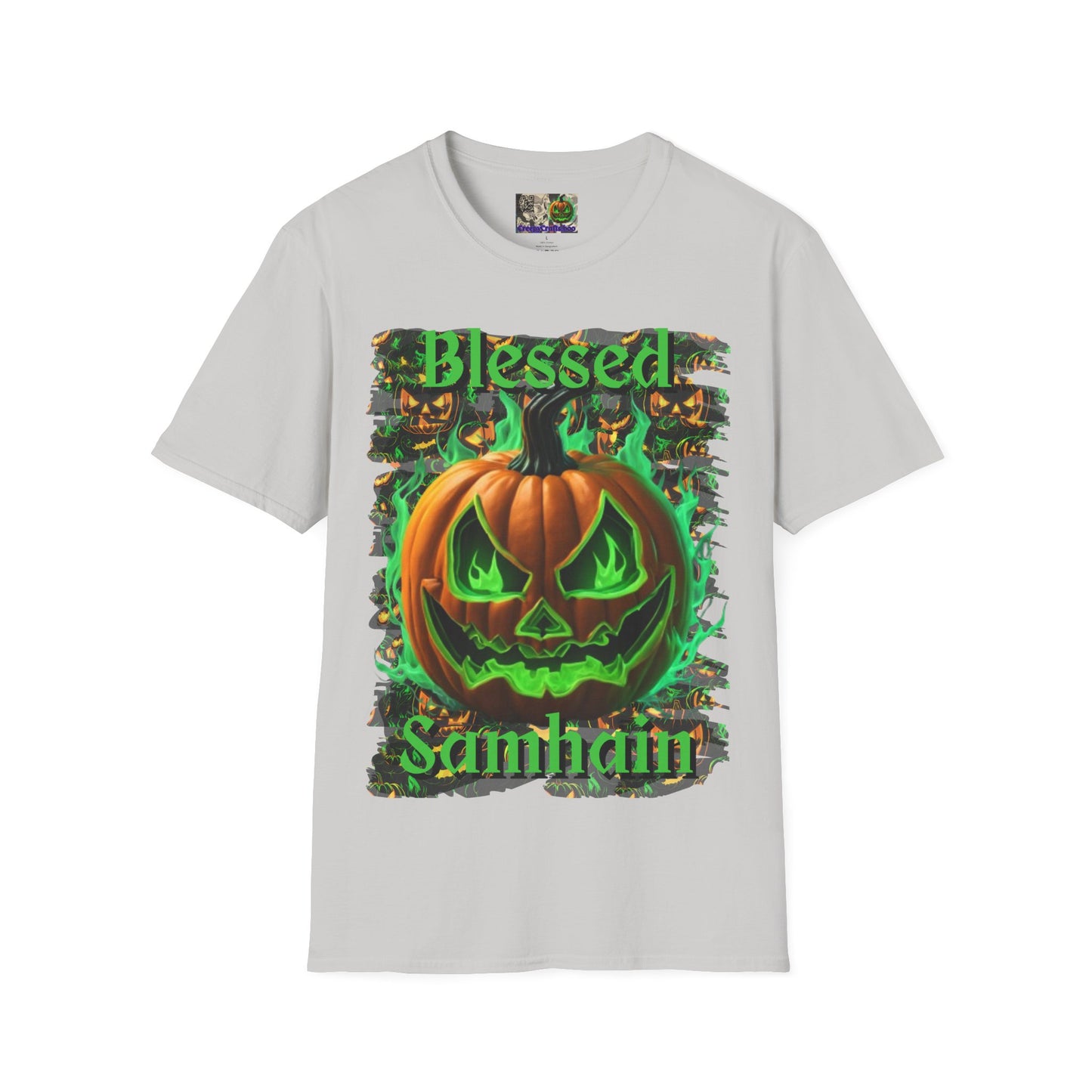 Blessed Samhain Green Jack Light colors Unisex T-Shirt by CreepyCrafts.boo