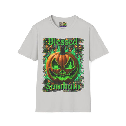 Blessed Samhain Green Jack Light colors Unisex T-Shirt by CreepyCrafts.boo