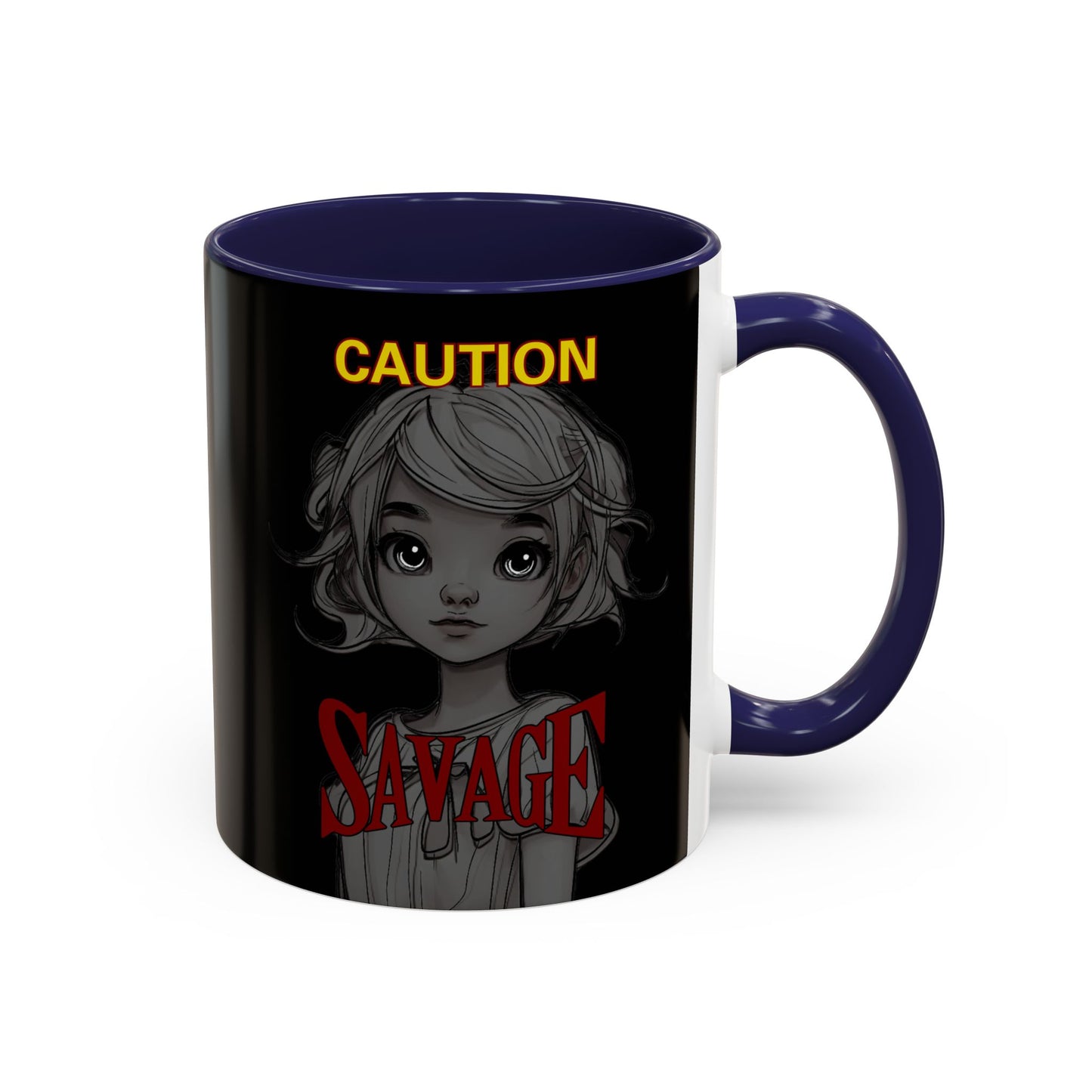 Caution, Savage Black Accent Mug by cypherpunkgear.com