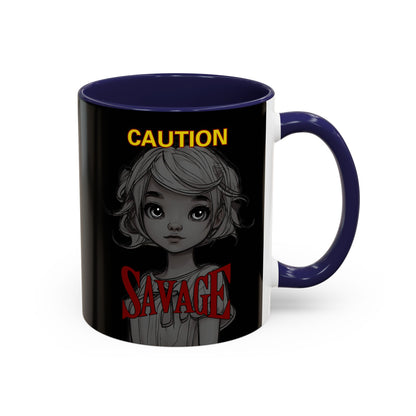 Caution, Savage Black Accent Mug by cypherpunkgear.com