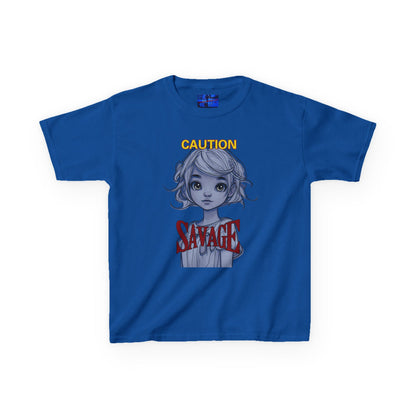 Caution: Small but Savage Kids Heavy Cotton Tee by cypherpunkgear.com