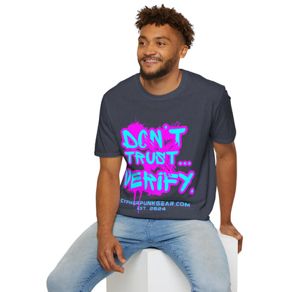 Don't Trust...Verify. Dark colors Unisex T-Shirt by cypherpunkgear.com