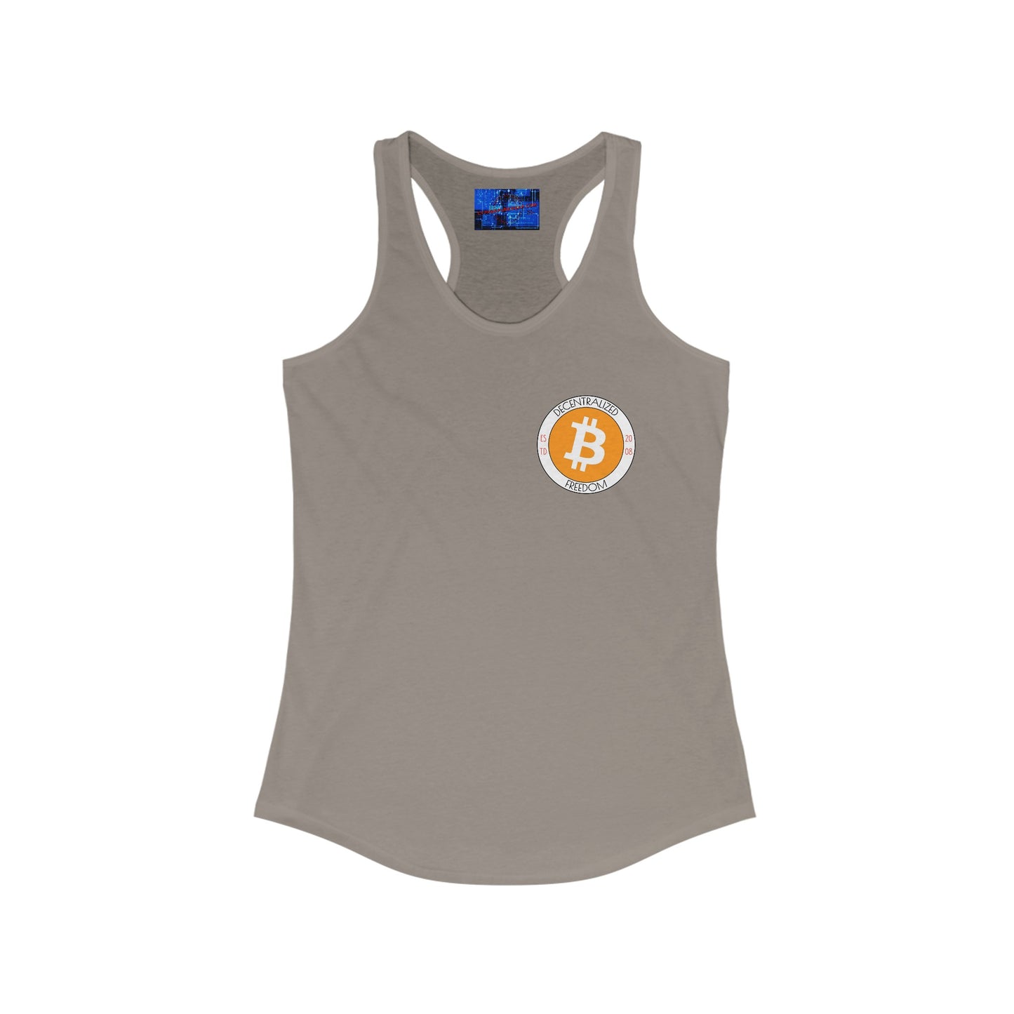 2-sided Bitcoin (BTC) Freedom Women's Racerback Tank Top by cypherpunkgear