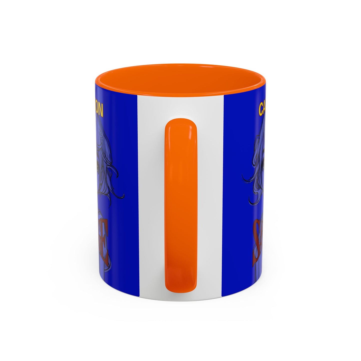 Caution, Savage Dark Blue Accent Mug by cypherpunkgear.com