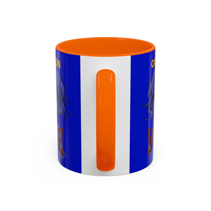 Caution, Savage Dark Blue Accent Mug by cypherpunkgear.com