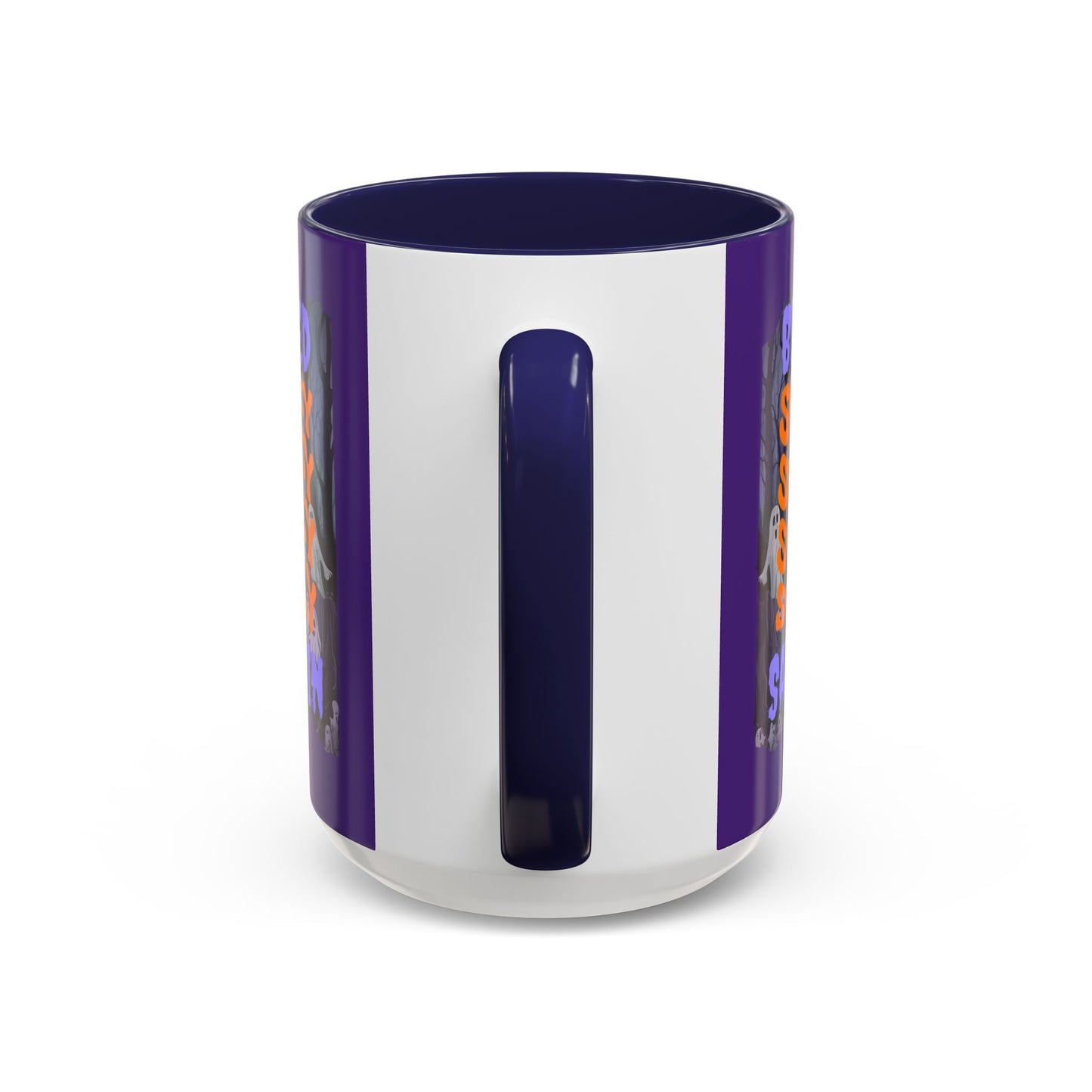 Spooky Blessed Samhain Ghost Purple font Accent Mug by CreepyCrafts.boo
