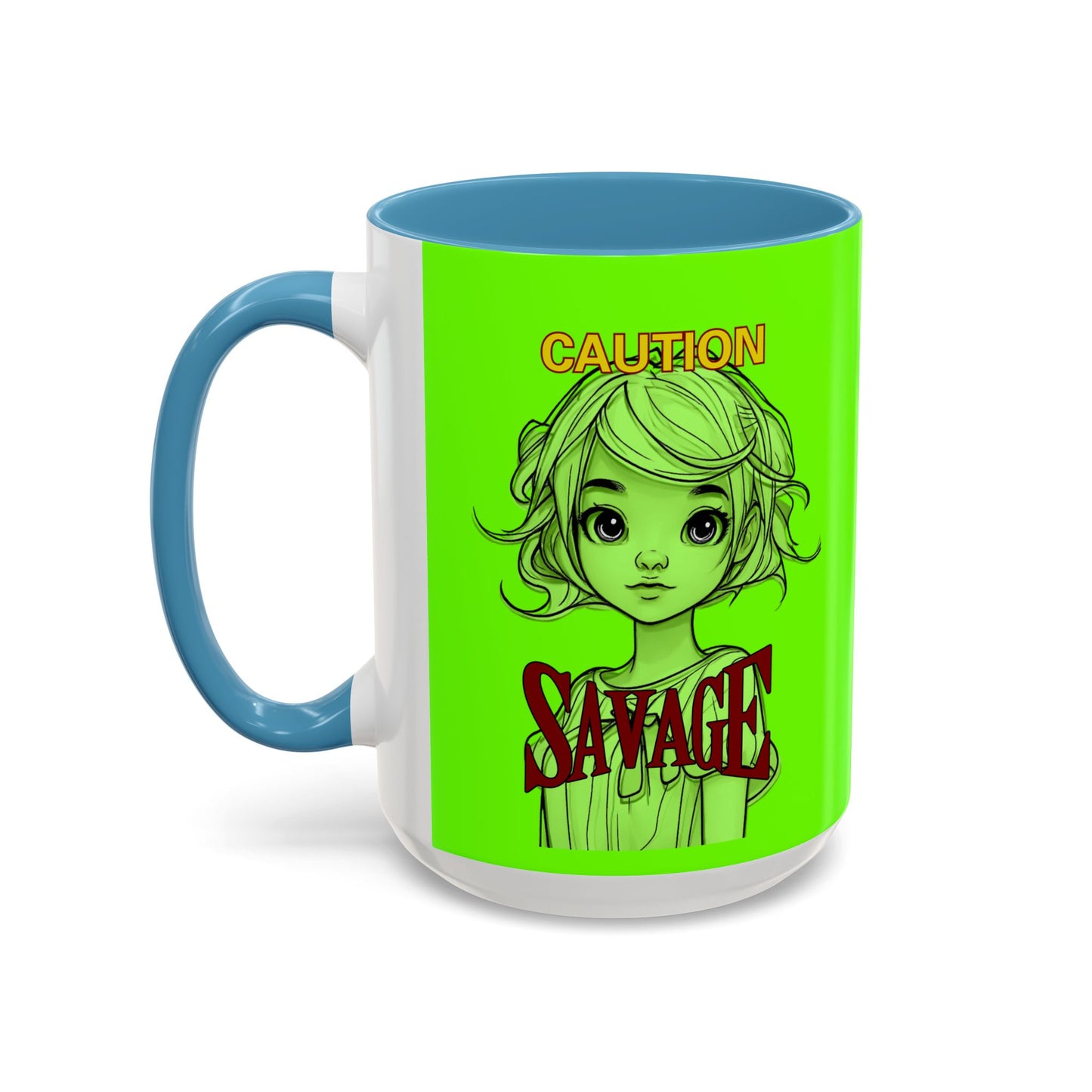 Caution, Savage Light Green Accent Mug by cypherpunkgear.com