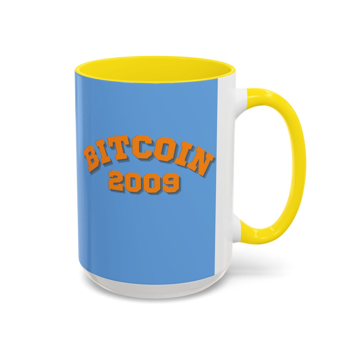 Bitcoin 2009 Light Blue Accent Mug by cypherpunkgear.com