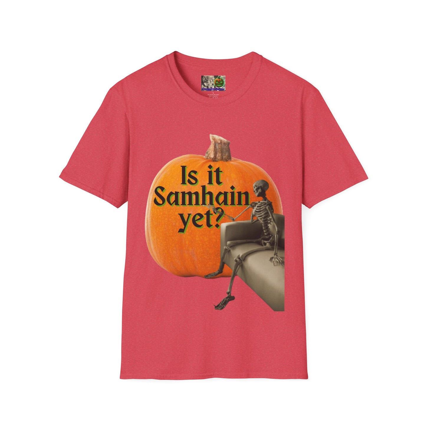 Is It Samhain Yet? Skeleton's Giant Pumpkin Light colors Unisex T-Shirt by CreepyCrafts.boo