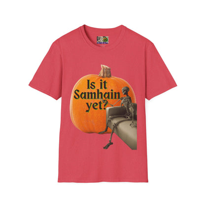 Is It Samhain Yet? Skeleton's Giant Pumpkin Light colors Unisex T-Shirt by CreepyCrafts.boo