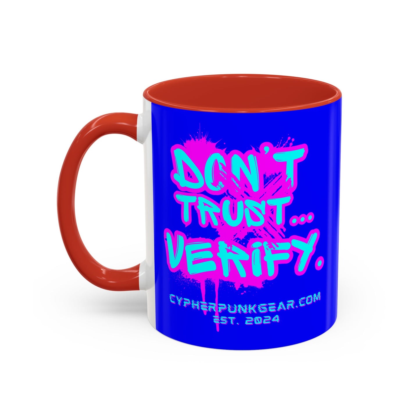 Don't Trust...Verify. Dark Blue Accent Mug by cypherpunkgear.com