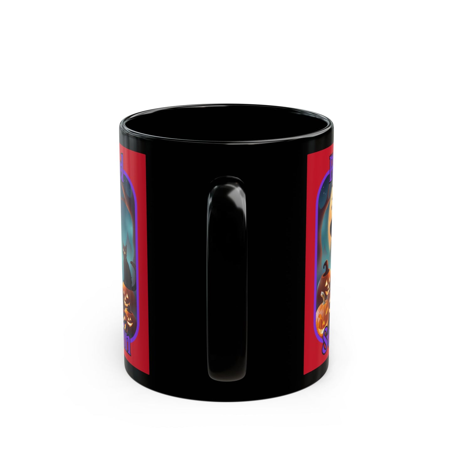 Blessed Samhain Cute Witch Purple font Red Mug by CreepyCrafts.boo