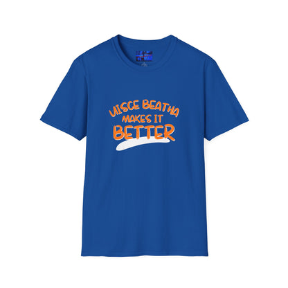 Uisce Beatha makes it better Orange font Dark colors Unisex T-Shirt by cypherpunkgear.com