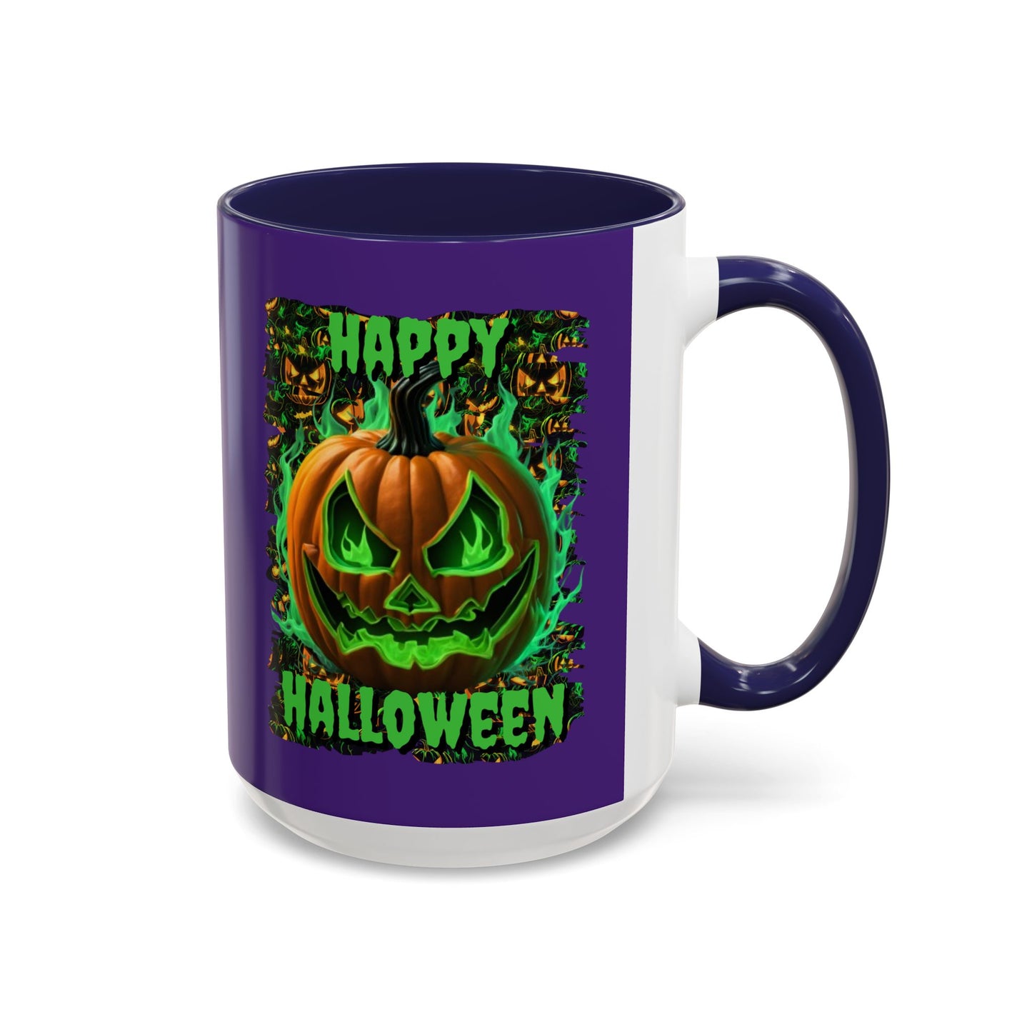 Happy Halloween Green Jack Purple Accent Mug by CreepyCrafts.boo