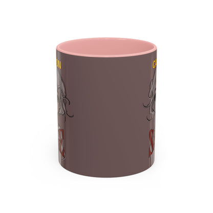 Caution, Savage Grey Accent Mug by cypherpunkgear.com