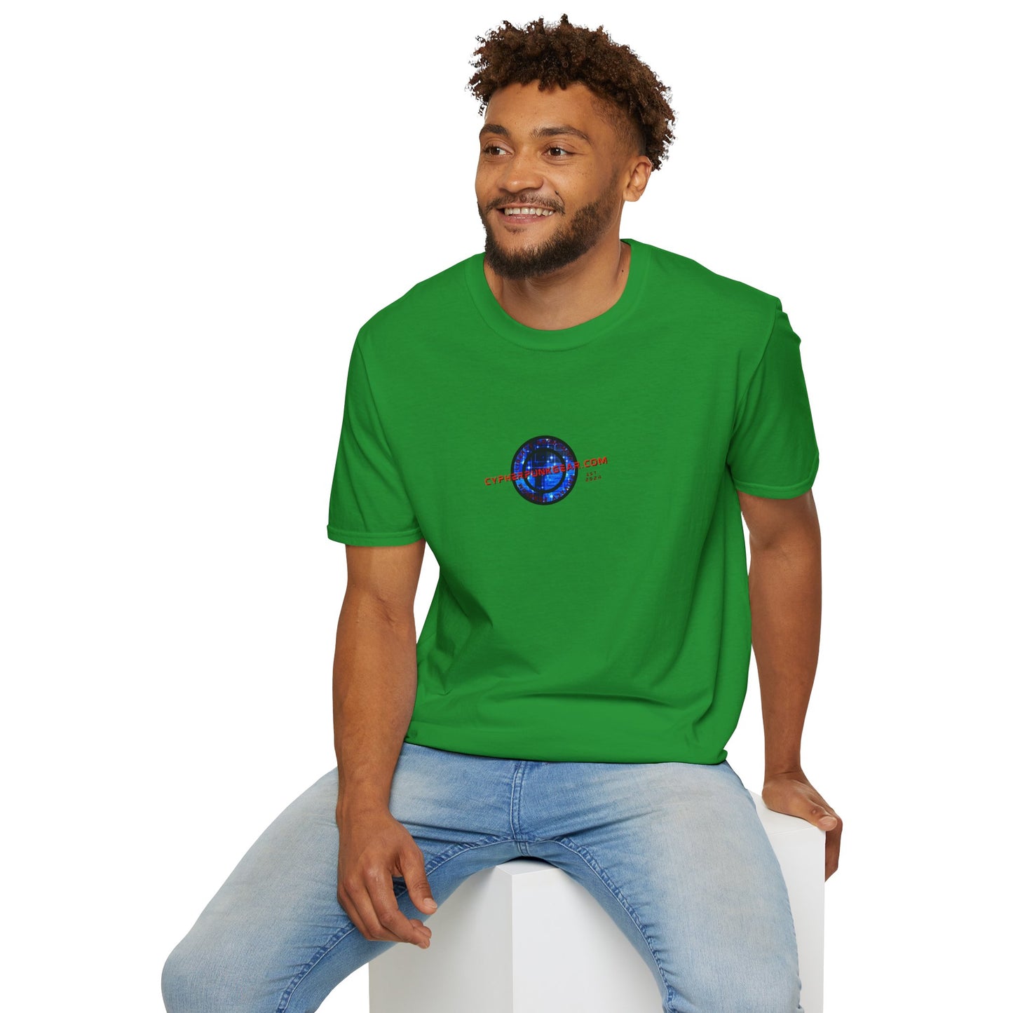 2-sided, cypherpunkgear.com Logo & Cityscape Dark colors Unisex T-Shirt by cypherpunkgear.com