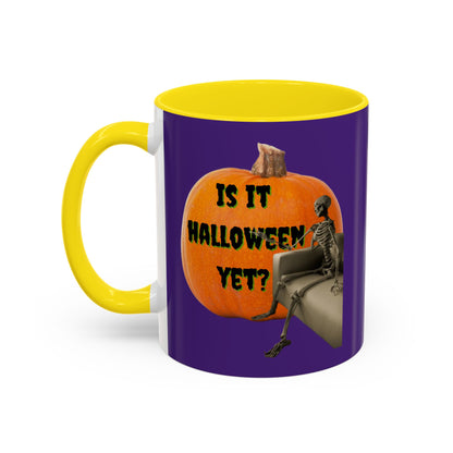 Is it Halloween yet? Skeleton's Giant Pumpkin Purple Accent Mug by CreepyCrafts.boo