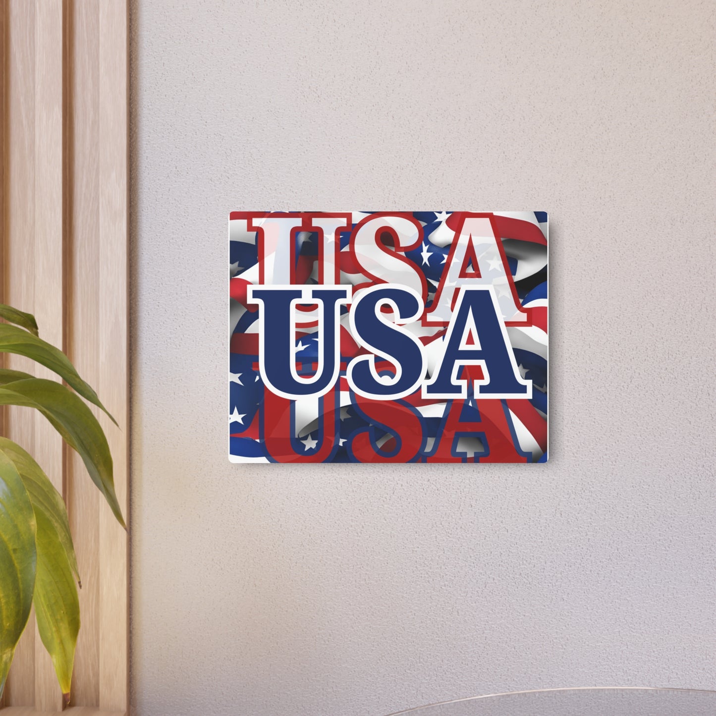 USA! USA! USA Blue Center Metal Art Sign by cypherpunkgear