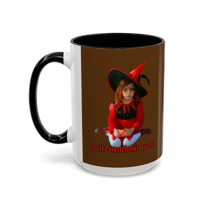 Is it Samhain yet? Brown Accent Mug by CreepyCrafts.boo