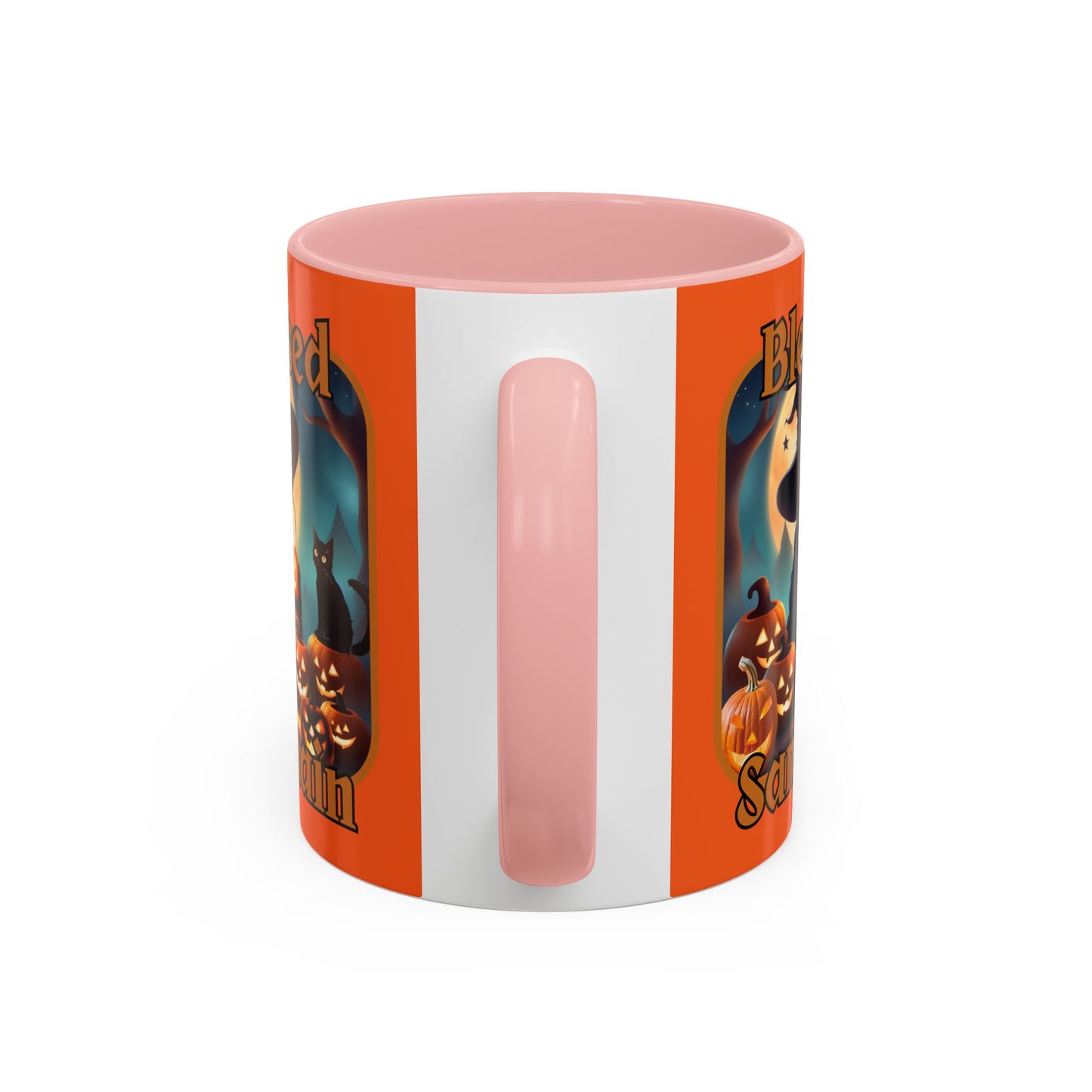 Blessed Samhain Cute Witch Orange font Orange Accent Mug by CreepyCrafts.boo