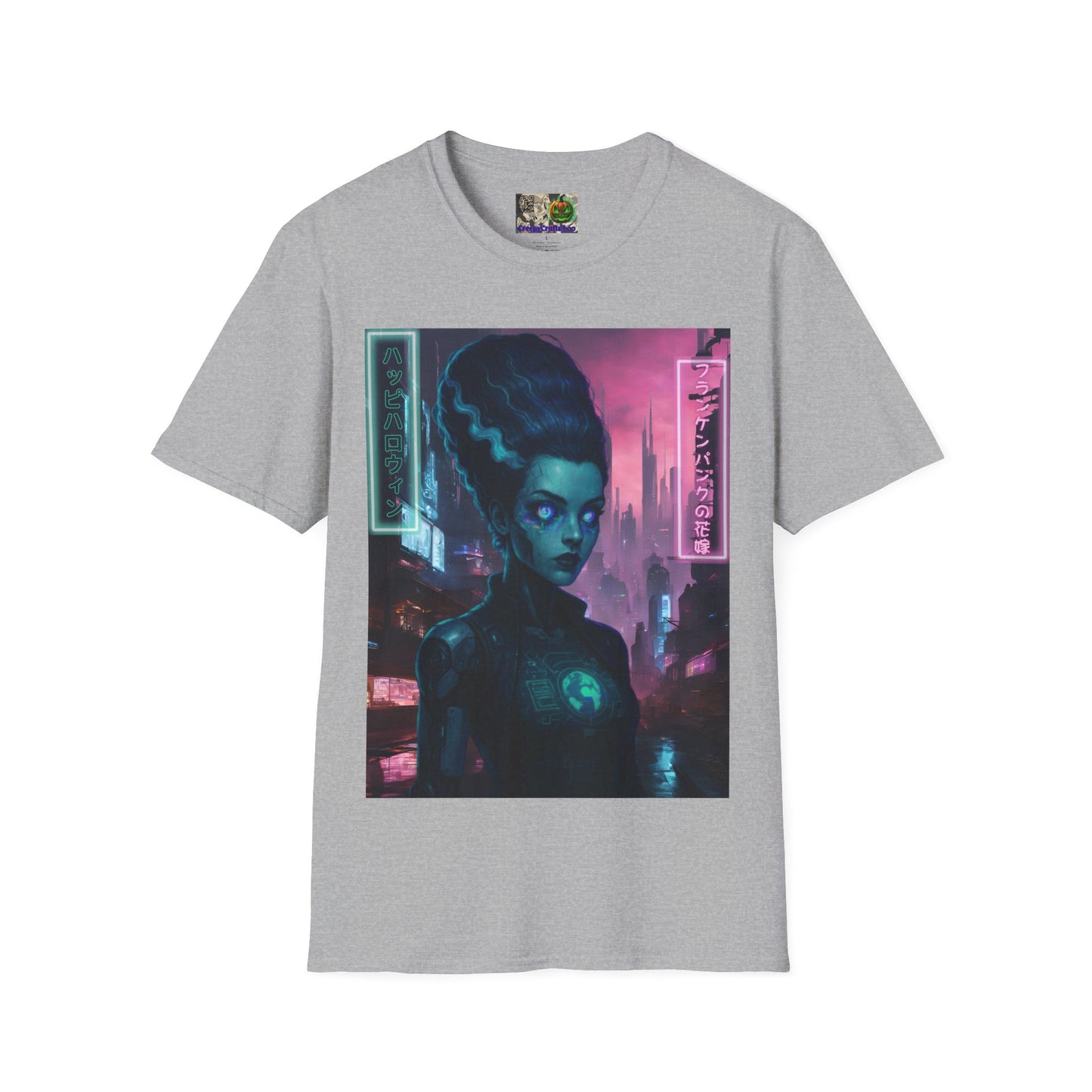 Neon Bride of Frankenstein Light colors Unisex T-Shirt by CreepyCrafts.boo