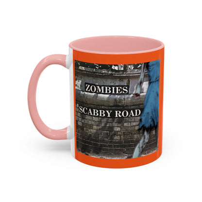 2-sided, Scabby Road Orange Accent Mug by CreepyCrafts.boo