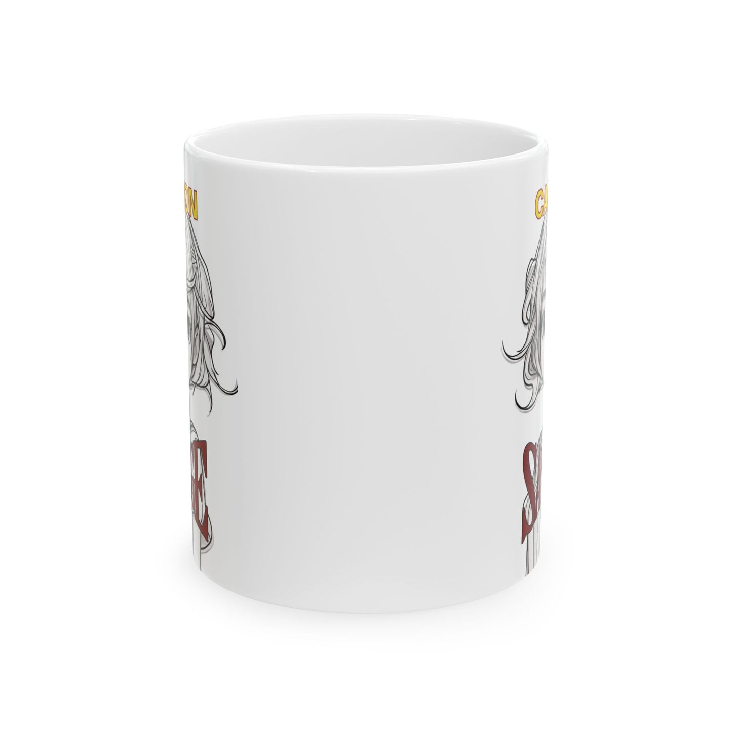 Caution, Savage White Mug by cypherpunkgear.com