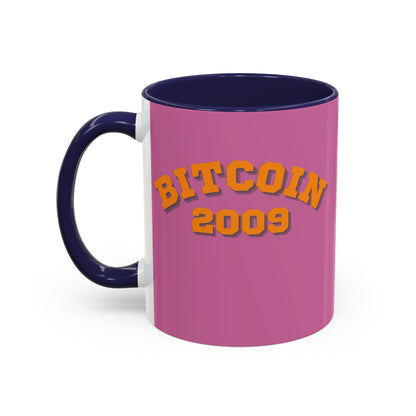 Bitcoin 2009 Pink Accent Mug by cypherpunkgear.com