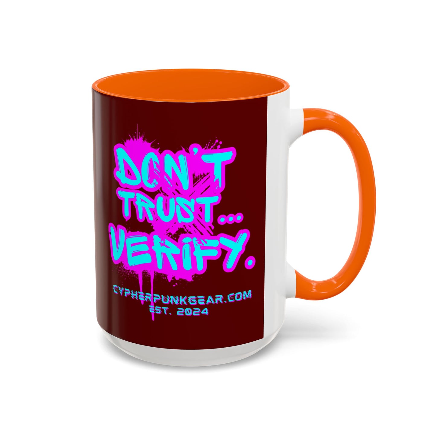 Don't Trust...Verify. Red Accent Mug by cypherpunkgear.com