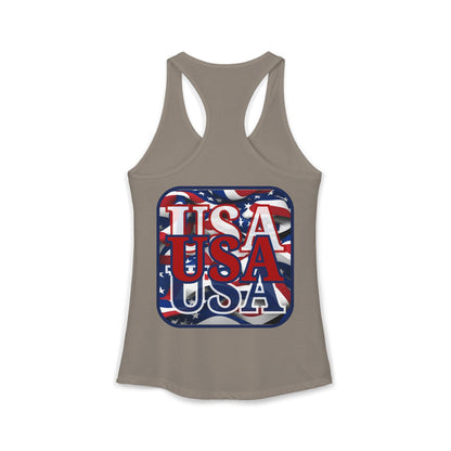 2-sided RED White and Blue USA Patriot Women's Racerback Tank Top by cypherpunkgear.com