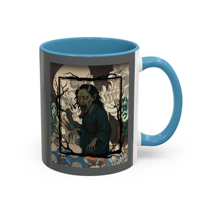 Yōkai Happy Halloween Grey Accent Mug by CreepyCrafts.boo