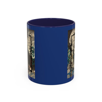 Yōkai Happy Halloween Dark Blue Accent Mug by CreepyCrafts.boo