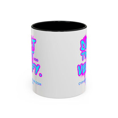 Don't Trust...Verify. White Accent Mug by cypherpunkgear.com