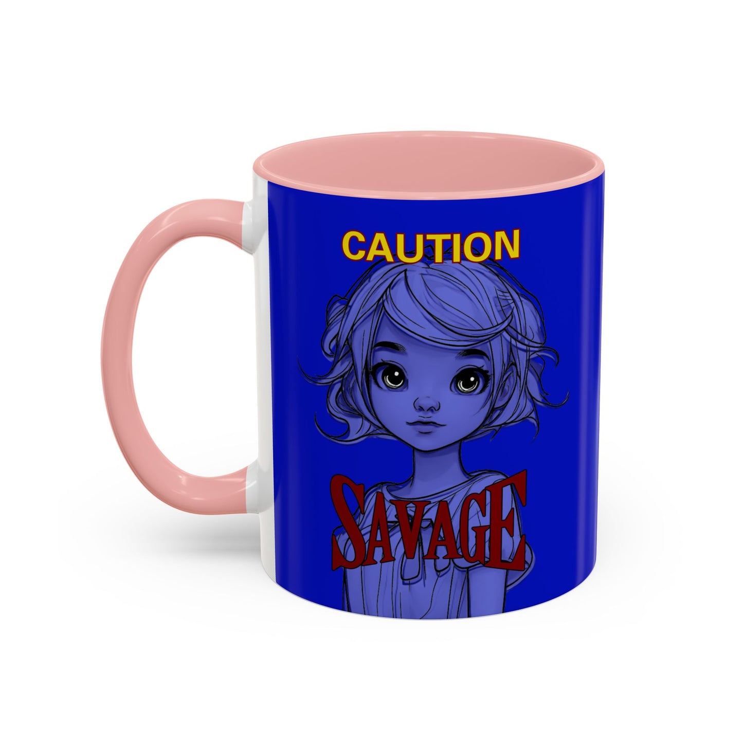 Caution, Savage Dark Blue Accent Mug by cypherpunkgear.com
