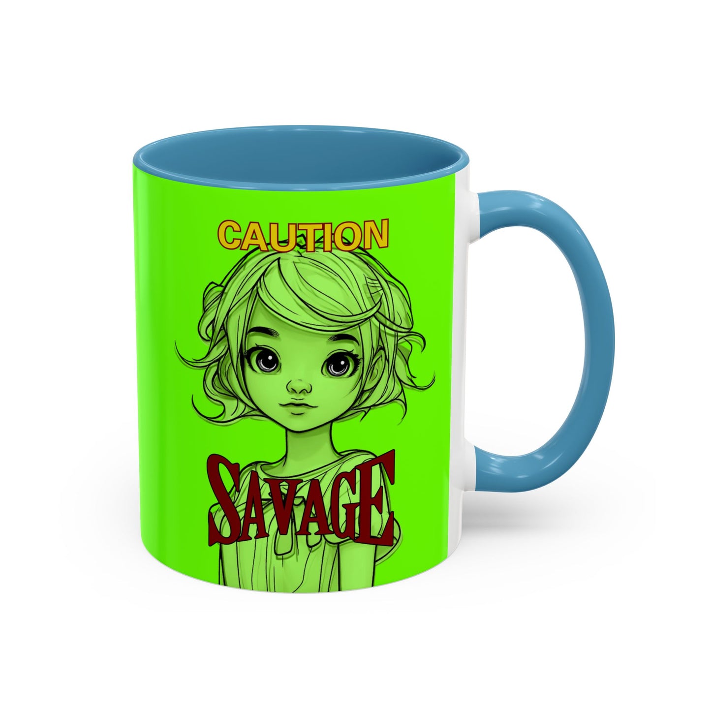 Caution, Savage Light Green Accent Mug by cypherpunkgear.com